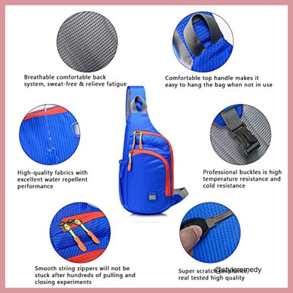 Waterproof Nylon Sling Backpack Crossbody Daypack with Multiple Pockets main image 2